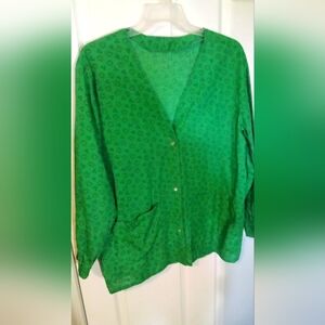 Green Button-Up Scrub